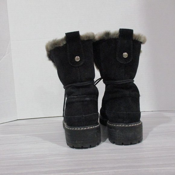 STUART WEITZMAN LUGE BLACK SUEDE, FUR LINED BOOTS! SIZE 4.5 - Picture 7 of 12